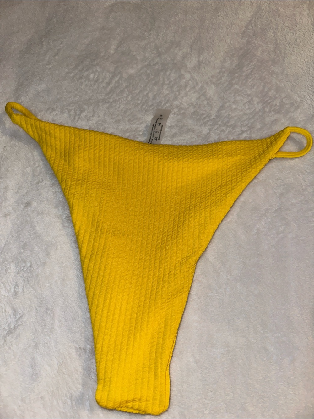 *NEW* ROMWE Bright Yellow Ribbed Ring-Front Bikini Set - Picture 6 of 8